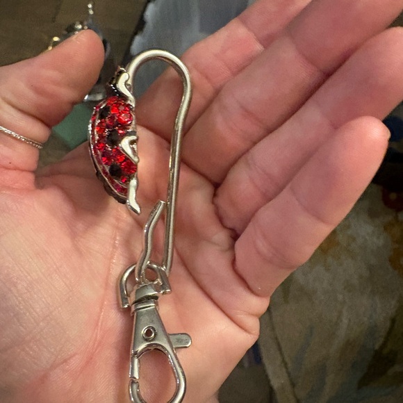 Ladybug purse key holder with Red and Black Crystals - Picture 2 of 2